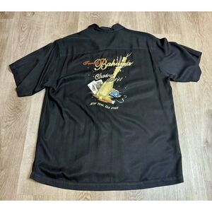 Tommy Bahama Cheers 2011 Silk Button Down Shirt Mens Large Black Casino